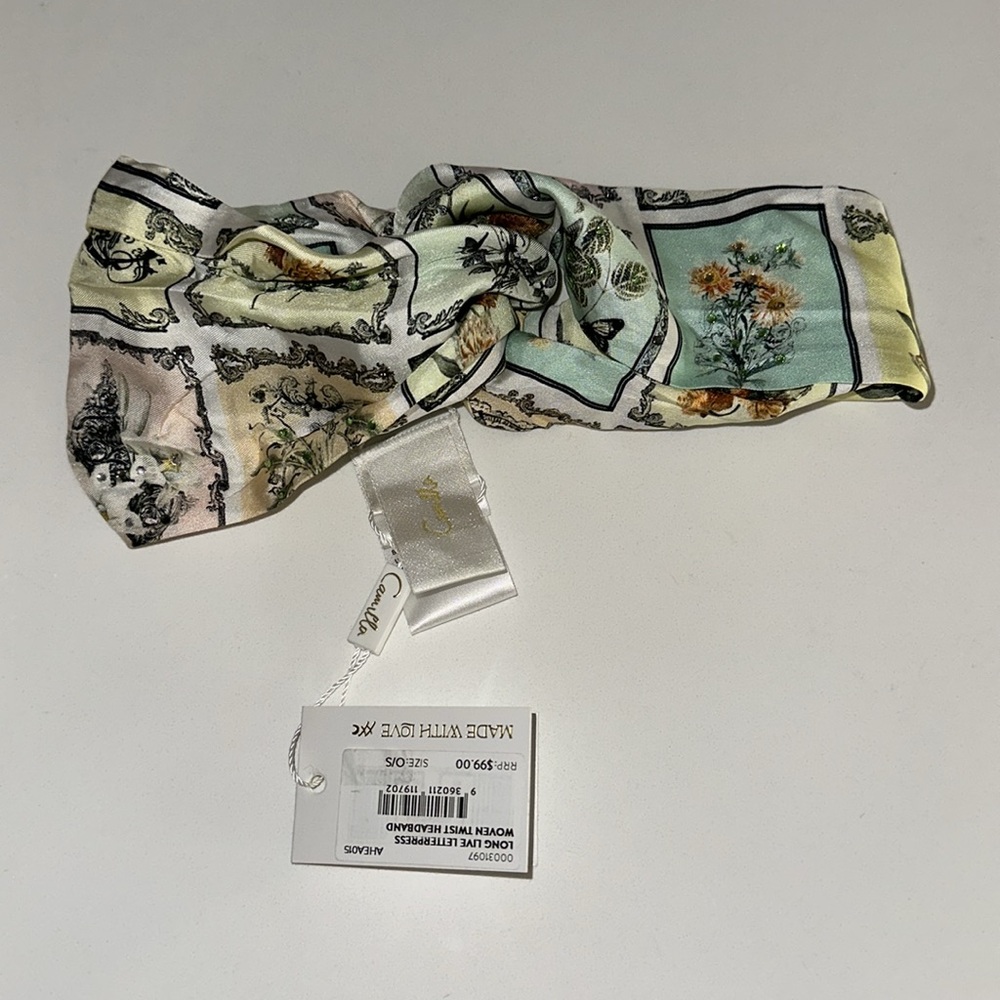 CAMILLA “Long Live Letterpress” silk woven twist boho hippie headband - Picture 3 of 4